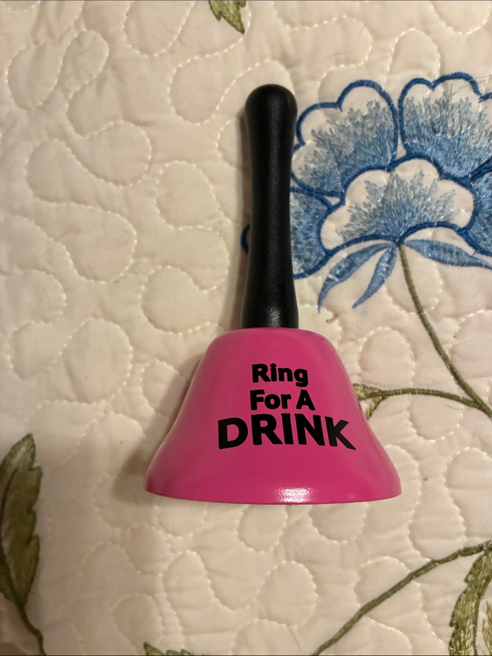 Pink 'Ring For A Drink' Table Bell with Black Handle
